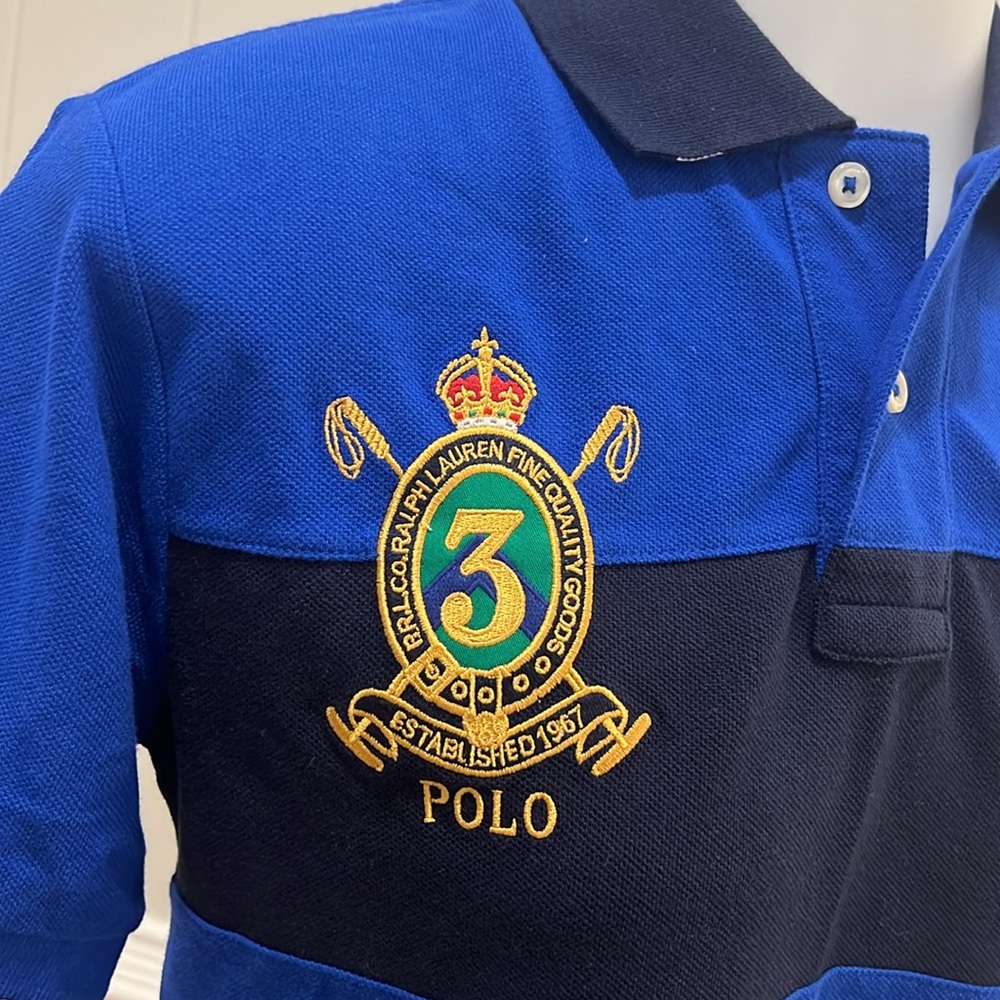 Ralph Lauren POLO-Boys Royal Blue/Navy #3 Collared Preppy Casual Shirt Med 10/12 - Picture 2 of 7
